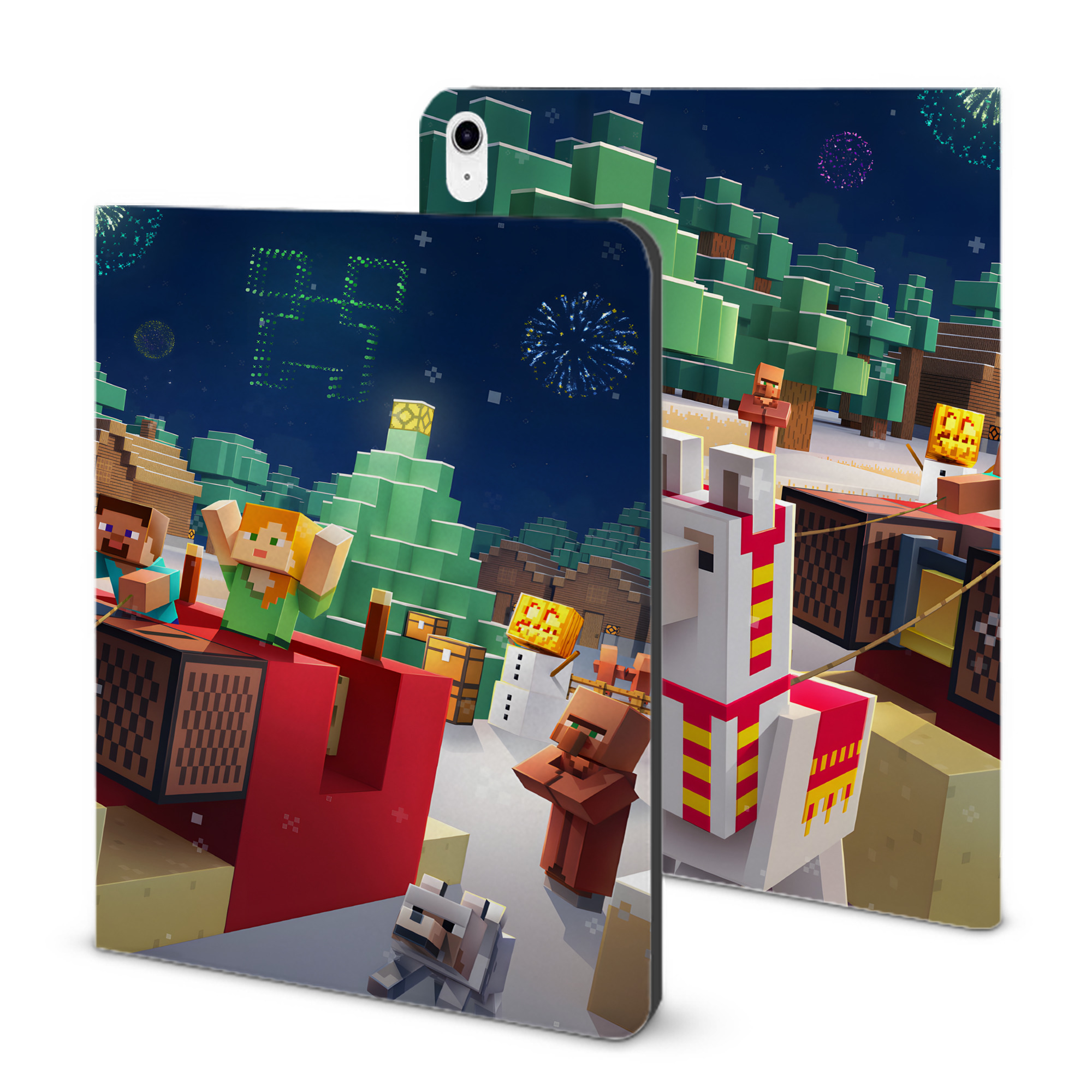 （画像用） マインクラフト ブロックの世界 Minecraft MC Block world IPad ケース ブック型 PUレザー TPU 耐衝撃 軽量 薄型 ペン収納なし 全面保護 IPad 各モデル対応
